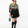 Clothing Smak Parlour Plus Size Black Corduroy & Fox Match Game Skirt