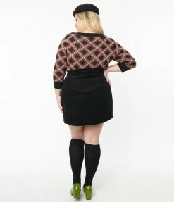 Clothing Smak Parlour Plus Size Black Corduroy & Fox Match Game Skirt