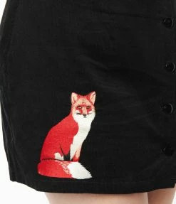 Clothing Smak Parlour Plus Size Black Corduroy & Fox Match Game Skirt