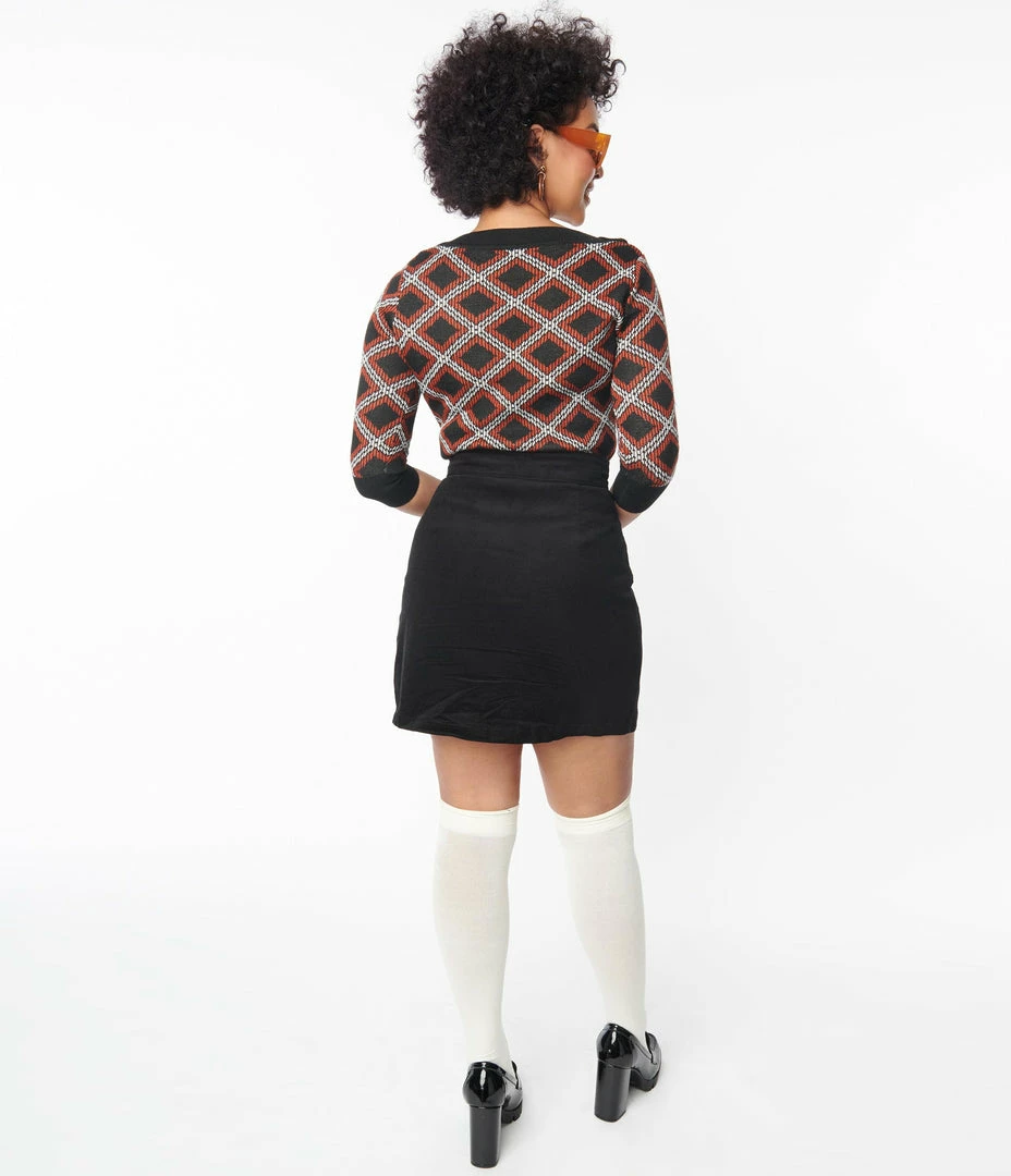 Smak Parlour Black Corduroy & Fox Match Game Skirt