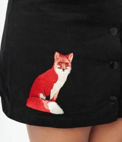 Smak Parlour Black Corduroy & Fox Match Game Skirt