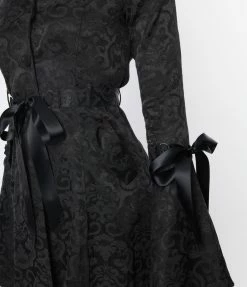 Silver Stop Inc. (Jawbreaker) Sale Black Brocade Ribbon Fit & Flare Coat