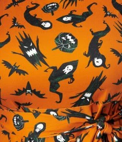 Miss Lulo, Inc. Plus Size Orange & Spooky Ghost Print Swing Dress