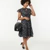 Silver Stop Inc. (Voodoo Vixen) Voodoo Vixen Black & Ivory Cats & Florals Flare Dress Sale