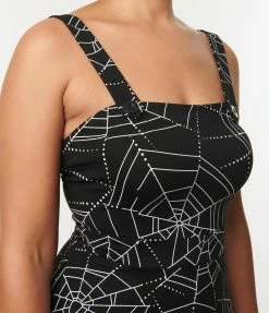 Silver Stop Inc. (Voodoo Vixen) Voodoo Vixen Black & Spiderweb Pinafore Flare Dress Sale