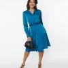 Silver Stop Inc. (Voodoo Vixen) Voodoo Vixen Teal Satin Geraldine Shirt Dress Trending