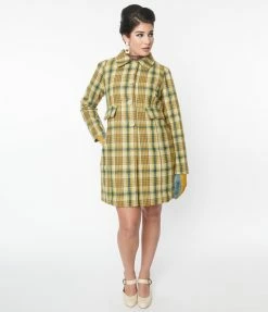 Molly Bracken Green & Yellow Plaid Coat
