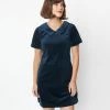 Molly Bracken Clothing Navy Velvet Collared Shift Dress