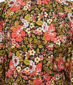 Molly Bracken Retro Red & Green Floral Ruffled Blouse New Arrivals!