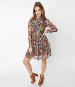 Molly Bracken Rainbow Floral Mini Dress Clothing