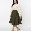 Molly Bracken Olive Heart Pocket Swing Skirt