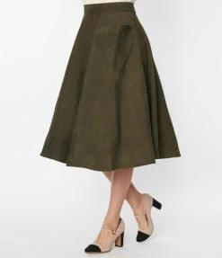 Molly Bracken Olive Heart Pocket Swing Skirt
