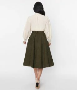 Molly Bracken Olive Heart Pocket Swing Skirt