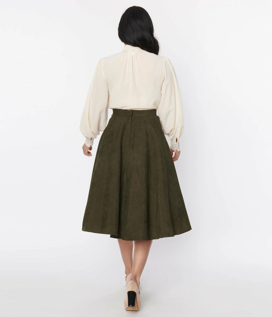 Molly Bracken Olive Heart Pocket Swing Skirt