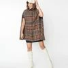 Molly Bracken Clothing Dark Tan Tartan Tweed Cape Coat