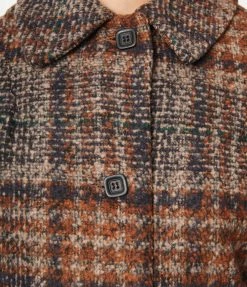 Molly Bracken Clothing Dark Tan Tartan Tweed Cape Coat