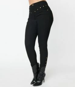 Clothing Unique Vintage Black Studded Skinny Jeans