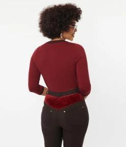 Unique Vintage Burgundy & Horse Embroidered Bookworm Cardigan