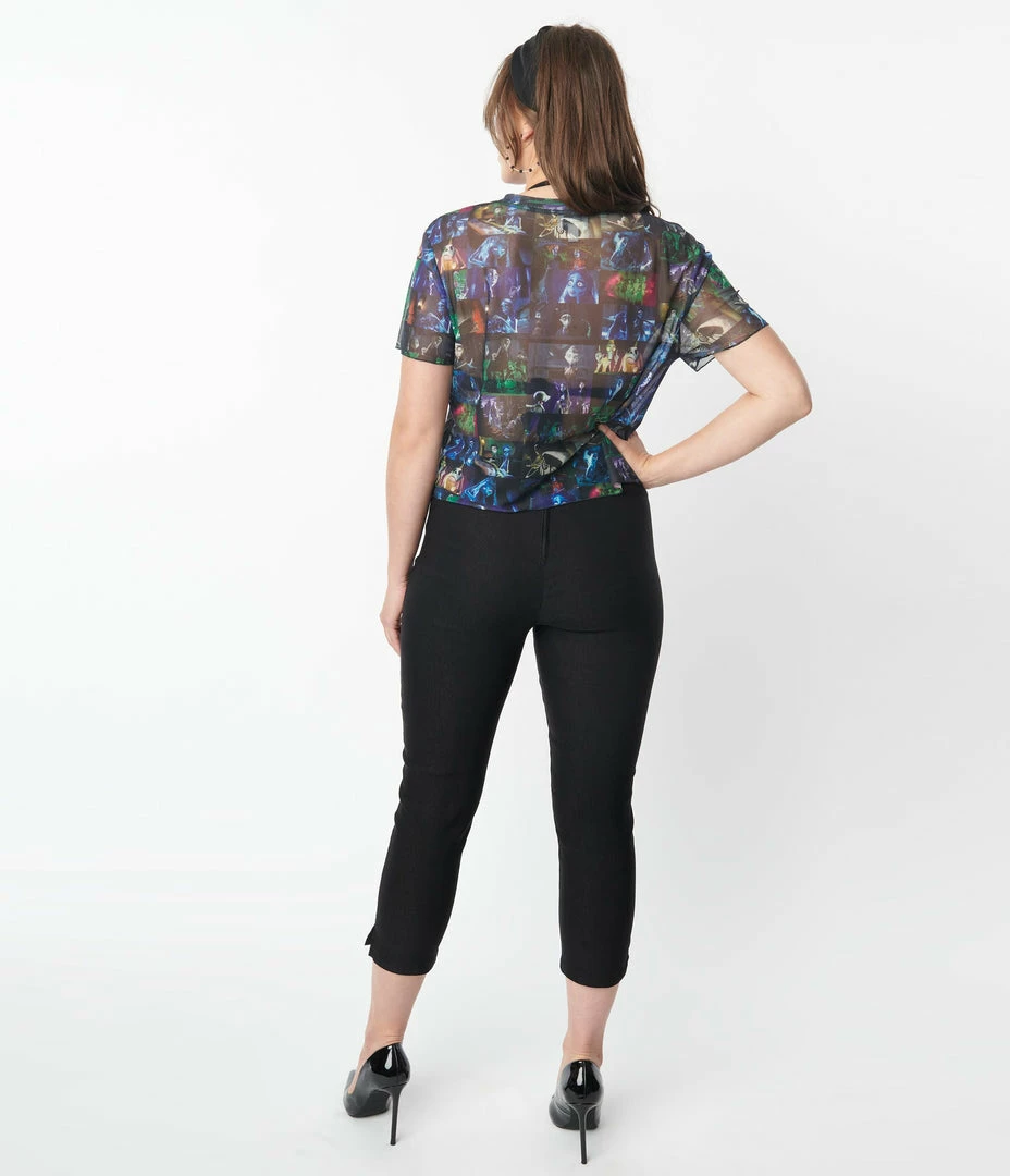 Corpse Bride X Unique Vintage Black & Flying Skull Rachelle Capri Pants Fan Flair