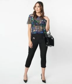 Corpse Bride X Unique Vintage Black & Flying Skull Rachelle Capri Pants Fan Flair