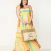 Flying Tomato Plus Size Rainbow Striped Tiered Maxi Dress