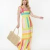 Flying Tomato Sale Rainbow Striped Tiered Maxi Dress