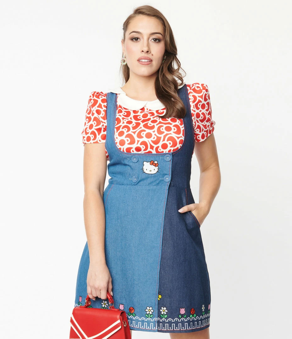 Clothing Hello Kitty X Smak Parlour Red & White All Over Bows Top