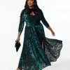 Unique Vintage Plus Size Teal Green Devore Velvet Tallullah Duster Clothing