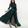 Unique Vintage Teal Green Devore Velvet Tallullah Duster Trending