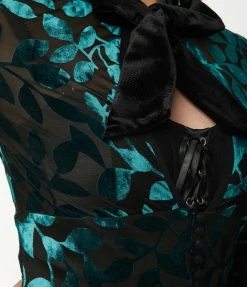 Unique Vintage Teal Green Devore Velvet Tallullah Duster Trending