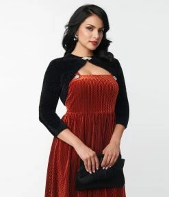 Unique Vintage Black Fuzzy Bolero Sweater