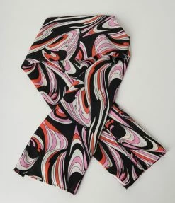 Smak Parlour Black & Pink Psychedelic Print Long Hair Scarf