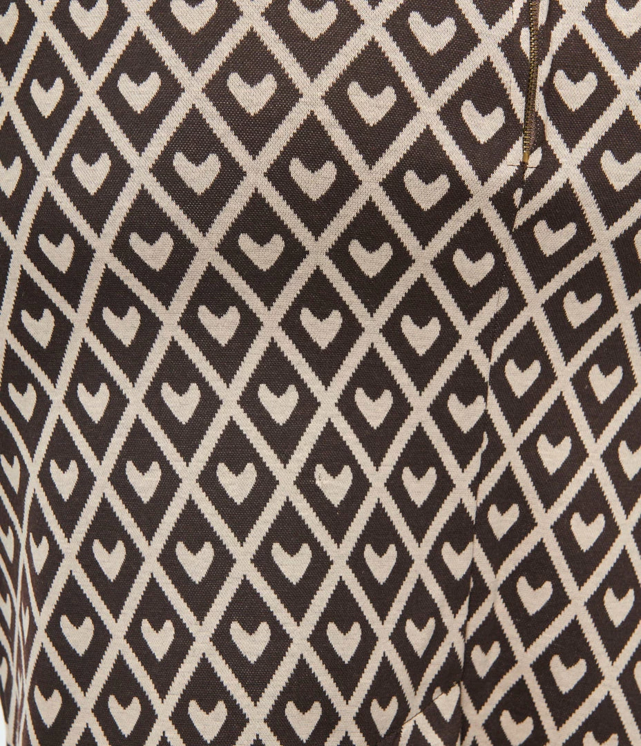 New Arrivals! Unique Vintage Plus Size Brown Argyle Hearts Fontaine Suspender Pencil Skirt