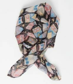Hair Accessories Unique Vintage Multicolor Owl Hoot Print Hair Scarf