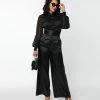 New Arrivals! Unique Vintage Black Satin High Waist Pants