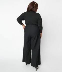 Unique Vintage Plus Size Black Wide Leg Pants