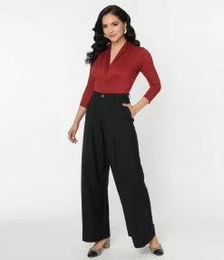 Unique Vintage Black Wide Leg Pants