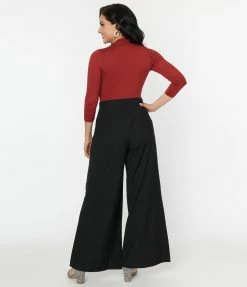 Unique Vintage Black Wide Leg Pants