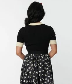 Unique Vintage Black & Poodle Collar Prim & Pretty Sweater Clothing