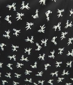 Unique Vintage Plus Size Black Poodle Print Hilty Midi Skirt New Arrivals!