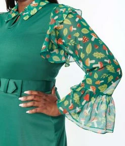 Sale Smak Parlour Plus Size Green & Mushrooms Knit Top