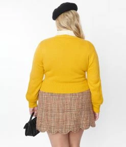 Trending Smak Parlour Plus Size Mustard Mushrooms & Deer Cardigan