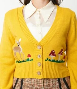 Smak Parlour Mustard Mushrooms & Deer Cardigan Trending