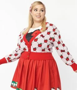 Clothing Hello Kitty X Smak Parlour Plus Size Pink & Red Apple Cardigan