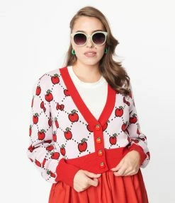 Clothing Hello Kitty X Smak Parlour Pink & Red Apple Cardigan