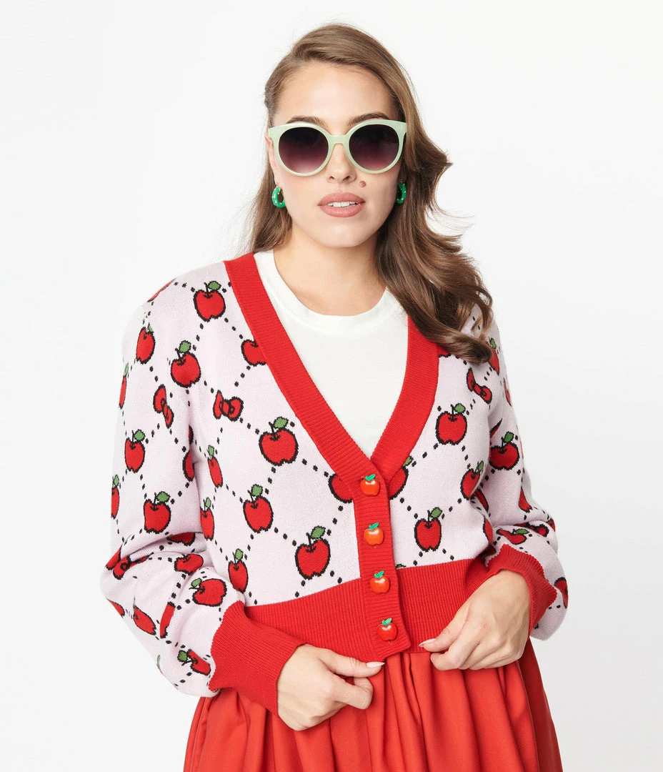 Clothing Hello Kitty X Smak Parlour Pink & Red Apple Cardigan