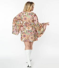 Smak Parlour Plus Size Orange & Green Paisley Downtown Scene Mini Dress