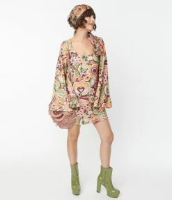 Smak Parlour Orange & Green Paisley Downtown Scene Mini Dress Trending