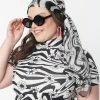 Smak Parlour Black & White Psychedelic Floral Long Hair Scarf