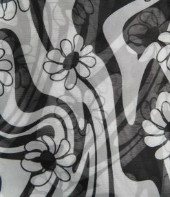 Smak Parlour Black & White Psychedelic Floral Long Hair Scarf
